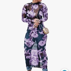 *NEW***
Feature:Long Dress,See-through Design,Floral Print,Bodycon